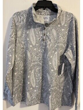 Croft Barrow Womens 2XL Gray Half Button Pullover Fleece Sweater NWT! A3797